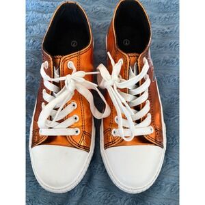 Foco Miami Dolphins Low Top Sneakers Metallic Orange White Lace Up Shoes Size 7